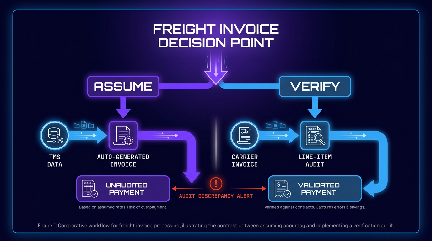 Verify vs assume: line-item audit versus auto-generated invoicing