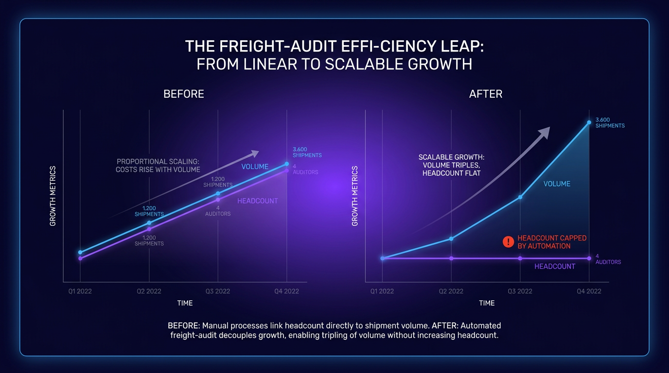 Before and after: headcount versus load volume