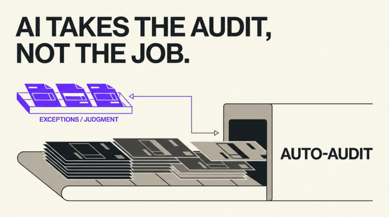 Navix illustrated blog header: Ai takes the audit, not the job.