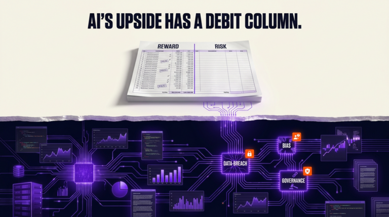 Navix illustrated blog header: Ai's upside has a debit column.