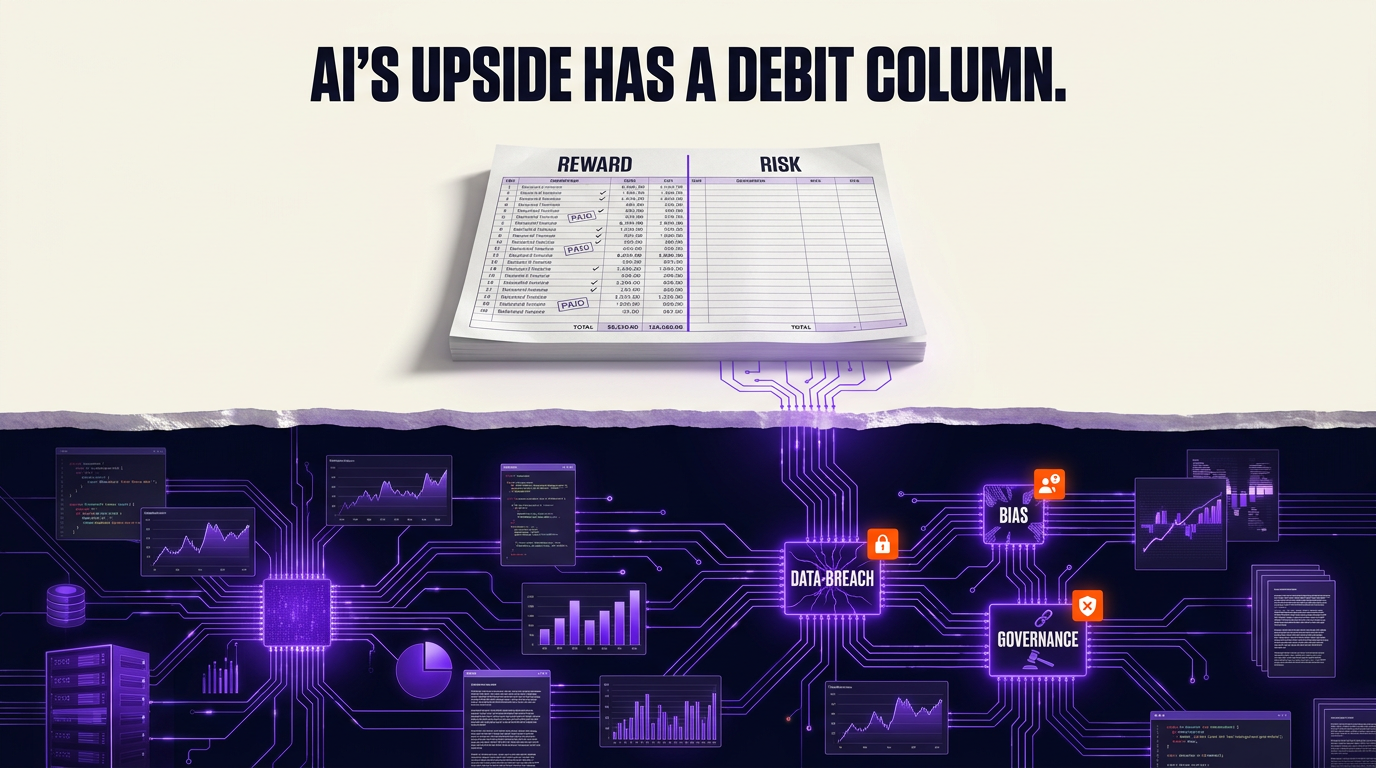 Navix illustrated blog header: Ai's upside has a debit column.