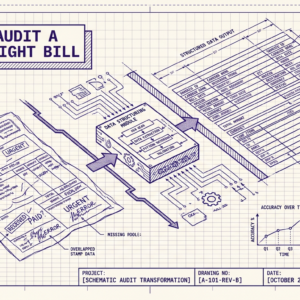 Navix illustrated blog header: Ai can't audit a messy freight bill