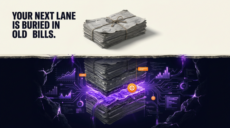 Navix illustrated blog header: Your next lane is buried in old bills.