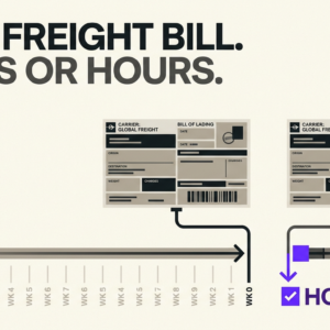 Navix illustrated blog header: Same freight bill. weeks or hours.