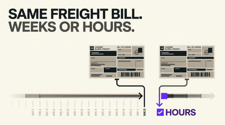 Navix illustrated blog header: Same freight bill. weeks or hours.