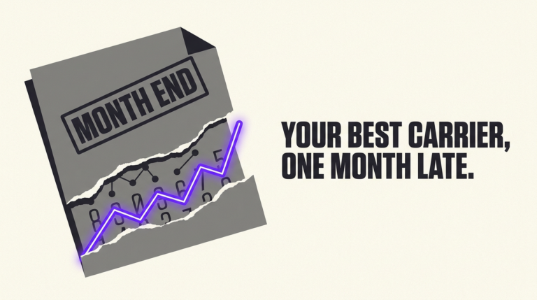 Navix illustrated blog header: Your best carrier, one month late.