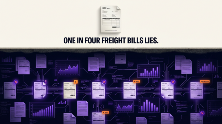 Navix illustrated blog header: One in four freight bills lies.